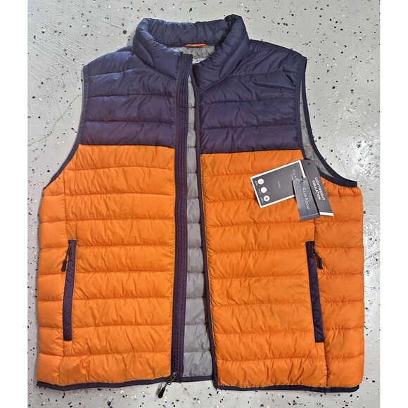 Club Room Men's Quilted Lightweight Softshell Puffer Vest Navy Orange XL - Picture 1 of 5
